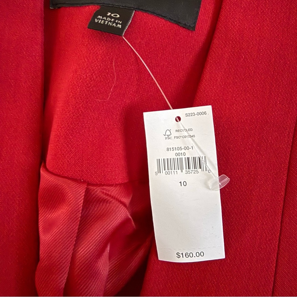 Banana Republic Factory Red Blazer Women’s 10 NWT - Picture 6 of 7